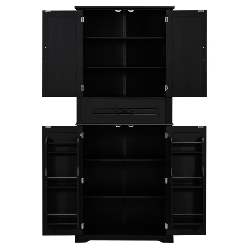 Adjustable Shelf Black Storage Cabinet For Bathroom, Living Room, Or Office, Drawer, And - Tipping, Painted