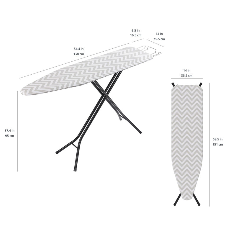 Full-Size Chevron Ironing Board With Adjustable Height & Removable Cover For Easy Storage