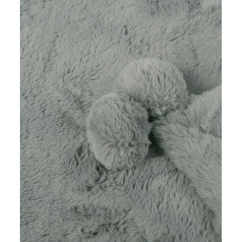 Jeté en fausse fourrure Pom Pom, Argent