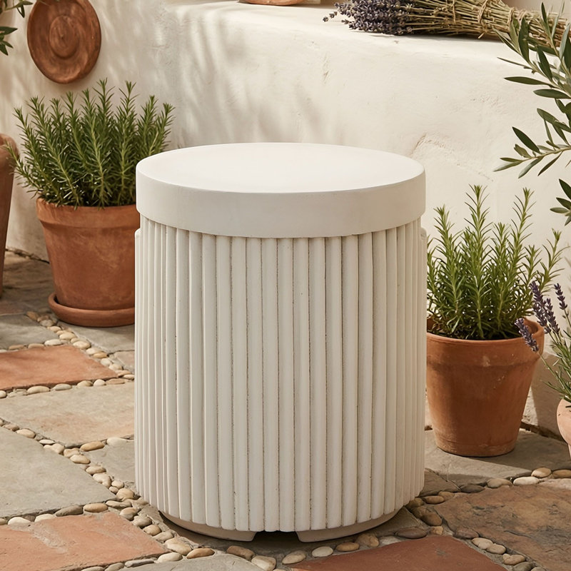 Table ronde ronde pour couvercle de réservoir de propane avec fentes pour poignée dissimulée, Beige