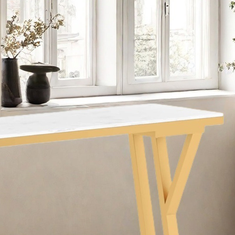 Edenfield, 7 pièces: table, 6 chaises, Blanc, Doré