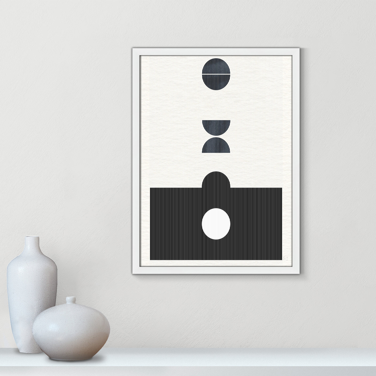 Eclipse I Print by Susan Jill, 23" H x 17" W x 0.75" D, Satin White Framed