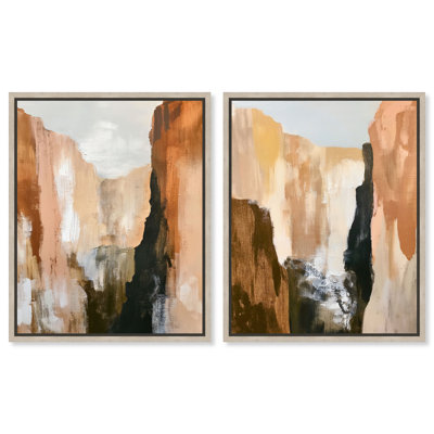 «Canyon Echoes», ensemble d'art mural sur toile encadré par Art Remedy, cadre blond, 20 x 24