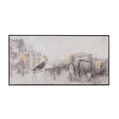 About Town Abstract Canvas Art with Gold Accents in Sleek Black Frame