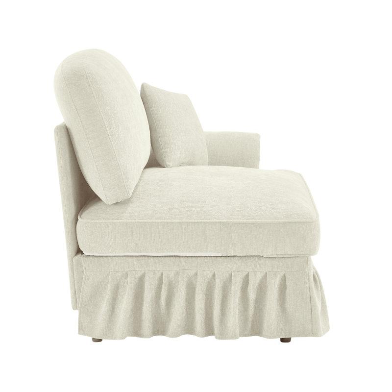 Sofa RSF Chenille W/1 Pillow -Beige, Beige/White