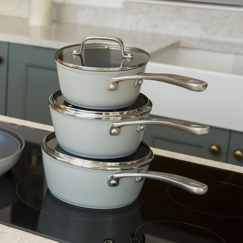 6.02L Aluminum Saucepan Set, Sage