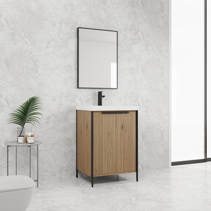 Kenny Freestanding Bathroom Vanity with Resin Sink, 24"