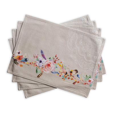Maison d'Hermine Ibiza - Ensemble de table beige 100 % coton 4 - 13 po x 19 po