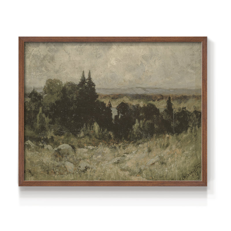 Paysages rétro-DCC XXVII-impression encadrée - réaménageable, H 16 po x l 20 po, Noyer