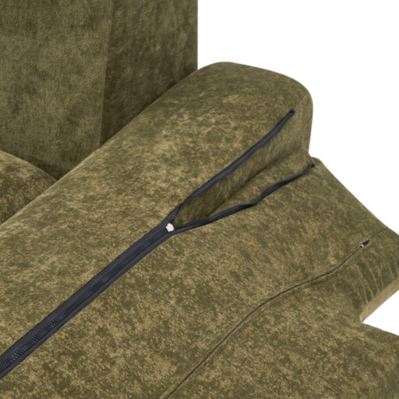 Canapé modulaire en L 104 po avec repose-pieds mobile et assise profonde 104 po Chenille, Vert