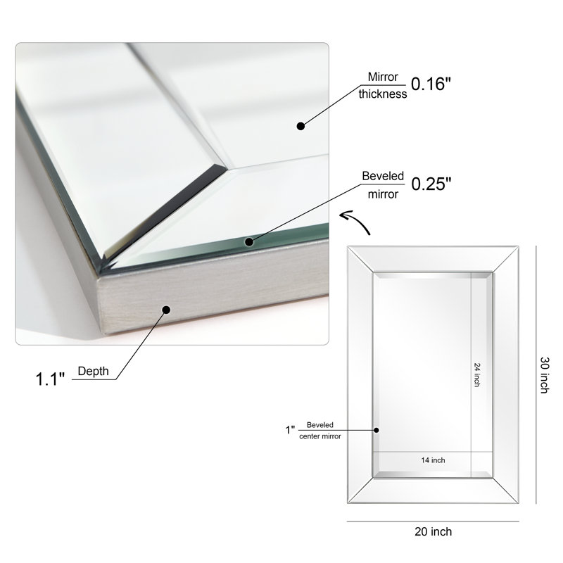 Oren Glass Rectangle Mirror, 30" H x 20" W