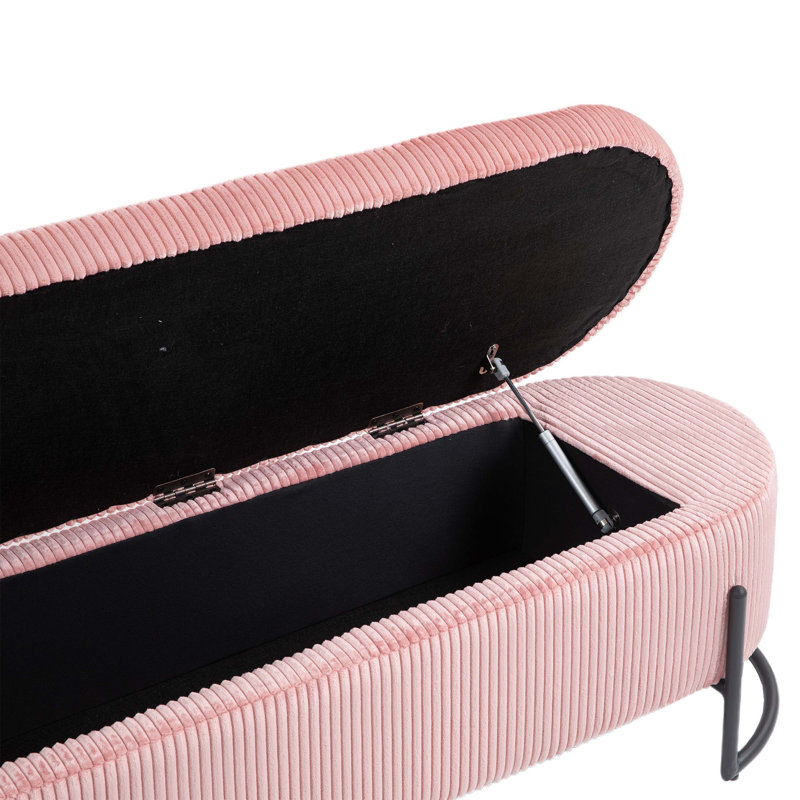 Banc de rangement rembourré en tissu pour chambre à coucher, Rose