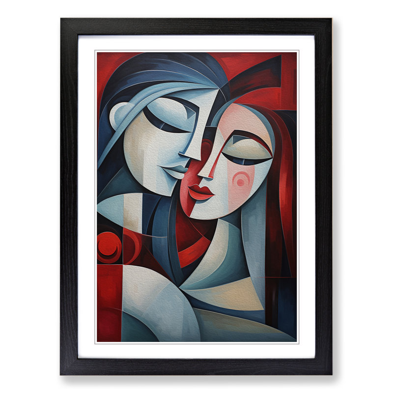 Lovers Cubism No.4 - Framed Print, Black, 34cm H x 25cm W x 2cm D