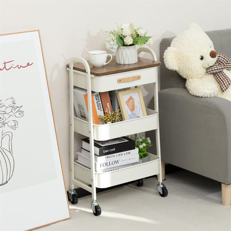 Lakemoore Cart with Wheels, White