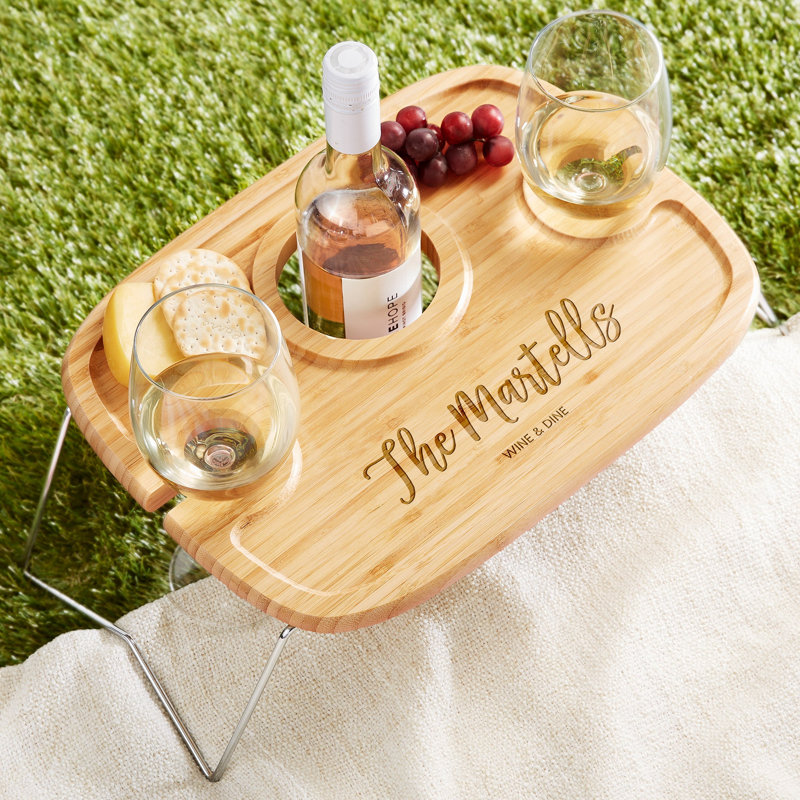 Seasonally Script Personalized Wine Picnic Tray, Yes
