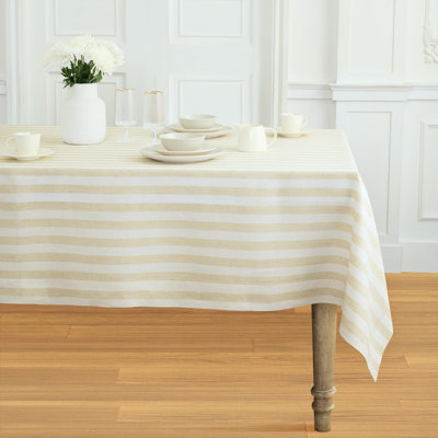 100% Pure Linen Tablecloth -Sorrento Stripe