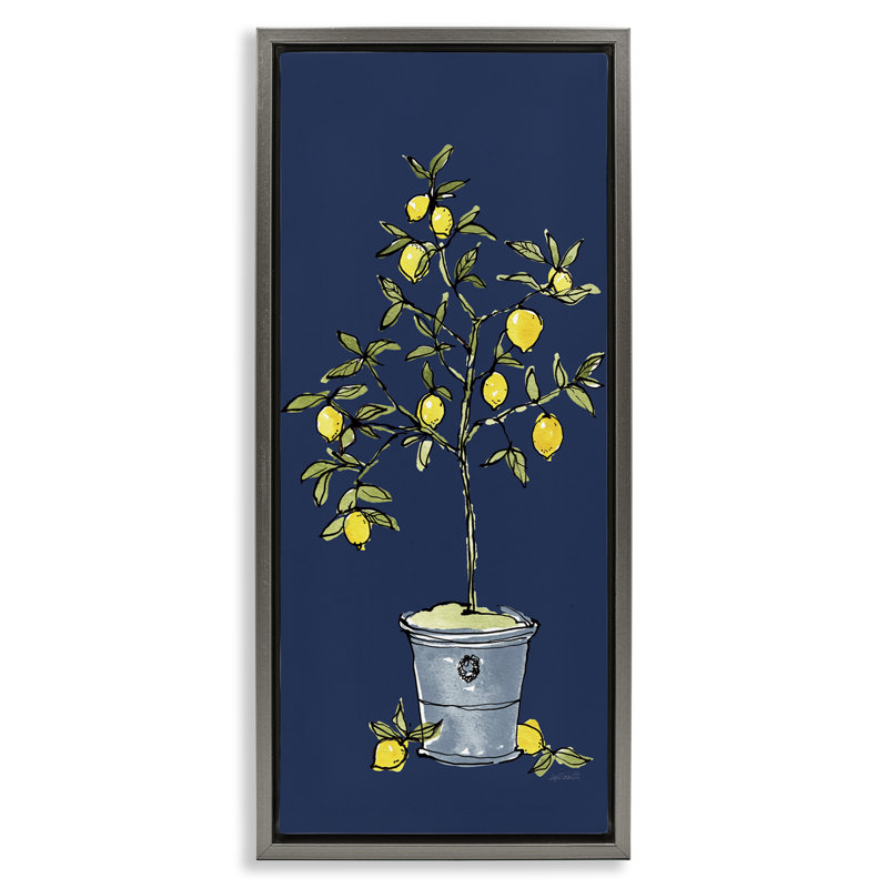 «Citron Lemon Plant», art mural encadré par Anne Tavoletti, Cadre flottant gris lustré, H 25 po x l 11 po