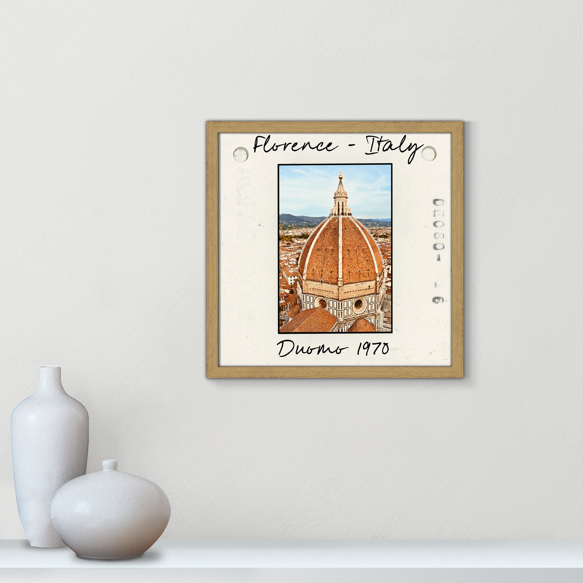 Florence Italy - Duomo Print by Susan Jill, 17" H x 17" W x 0.75" D, Natural Single Picture Framed Paper