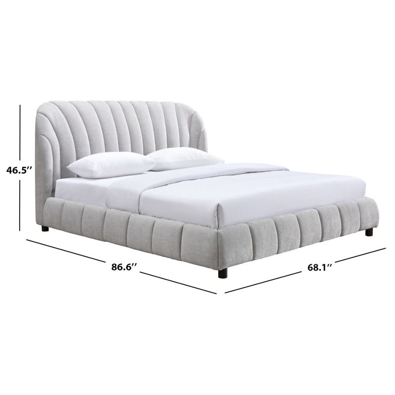 Tillie Channel Tufted Queen Bed, Light Gray/Walnut, Queen
