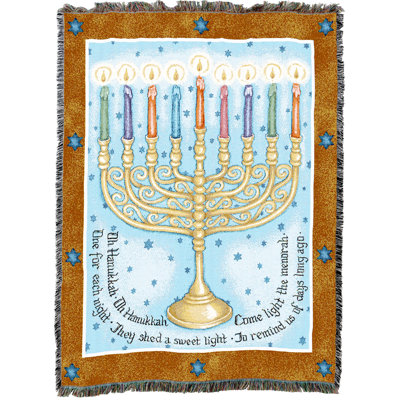 Couverture Hanukkah Pure Country Weavers Eight Days par Judy Hand - Cadeau en tissu Hanukkah tissé en coton - fabriqué aux États-Unis (72 x 54)