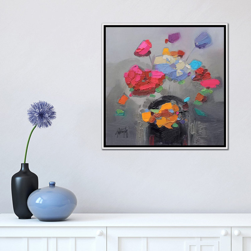 «Floral Study II» par Scott Naismith - reproduction d'art, Toile blanche encadrée, Aucun mat, H 18 po x l 18 po x 1,5 po