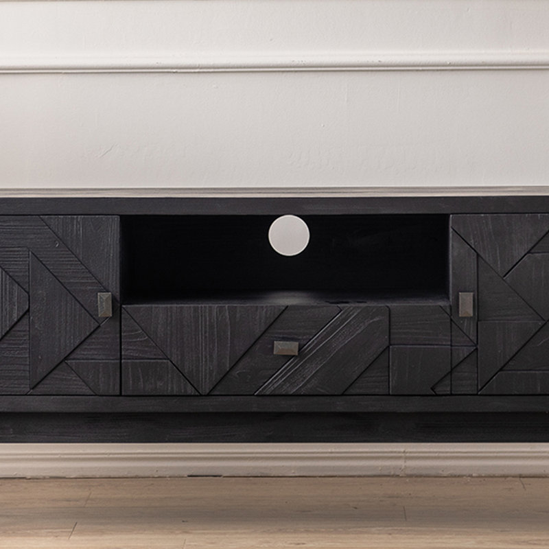 Meuble télé de luxe noir clair, 70.87"