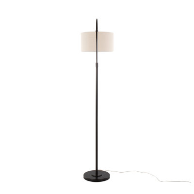 Lampe sur pied arquée 72 po bronze huilé avec abat-jour lin naturel 72 po