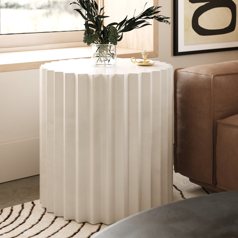 Evadale - Modern Concrete End Table, White
