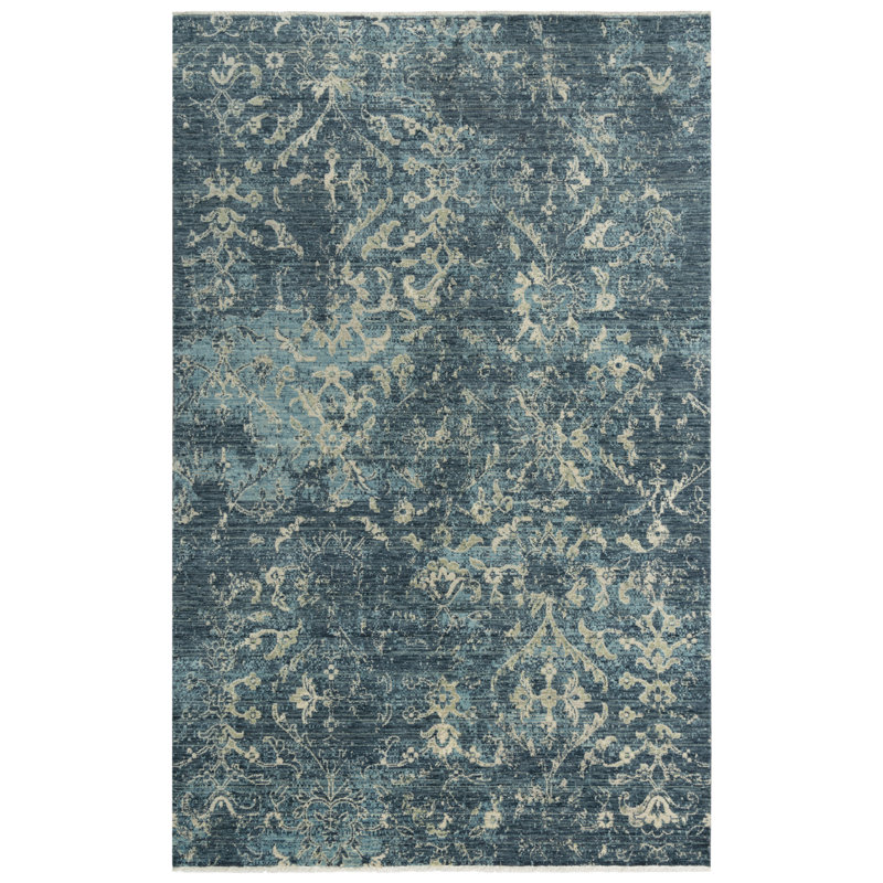 Tapis beige / bleu en laine Maratea, Rectangle 8 pi x 10 pi