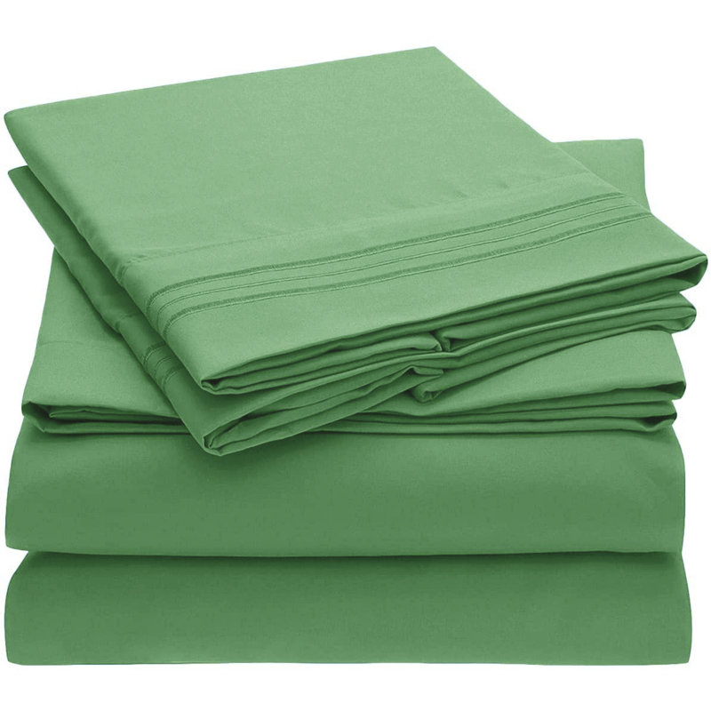 Microfiber Sheet Set, Twin Sheet Set with 1 Pillowcase, Light Green