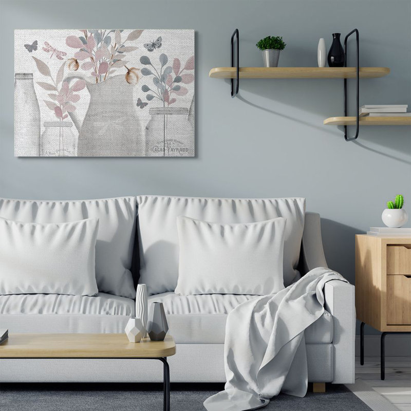 « fleur pot neutral painting », impression sur toile, Toile tendue, H 36 po x l 48 po x P 1,5 po