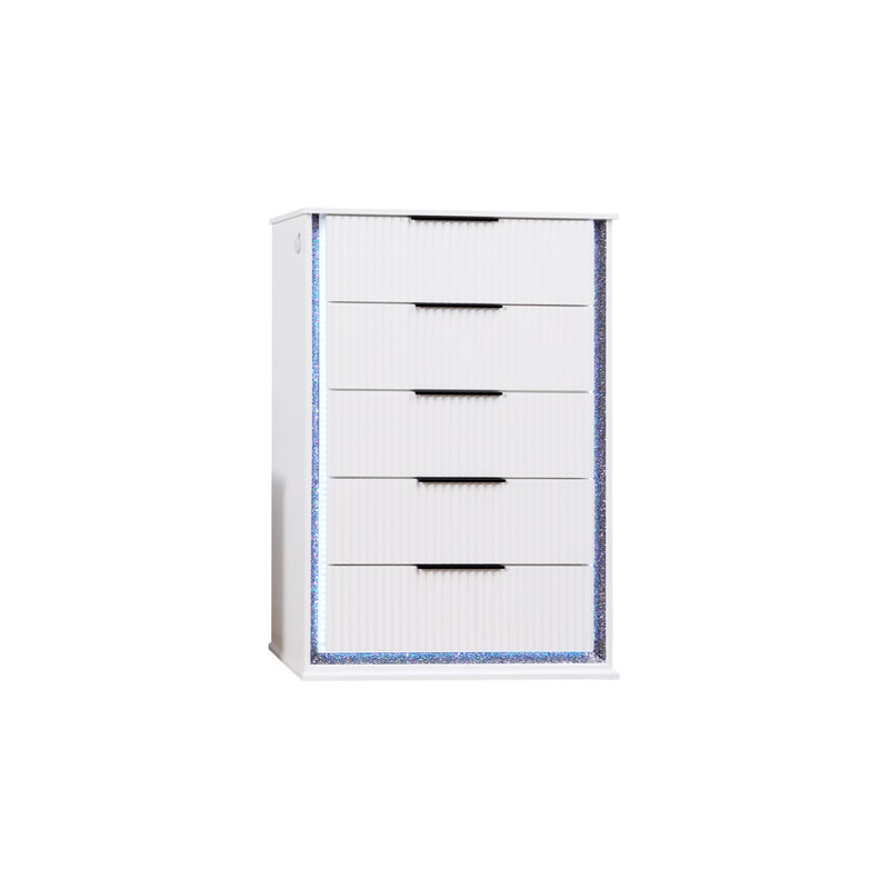 Commode 5 tiroirs avec lumière DEL Inamae , Blanc