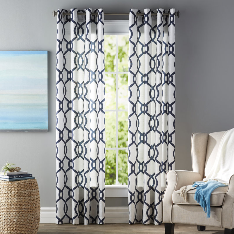 Caliese Semi Sheer Curtain Pair, 54"W x 84"L, Indigo
