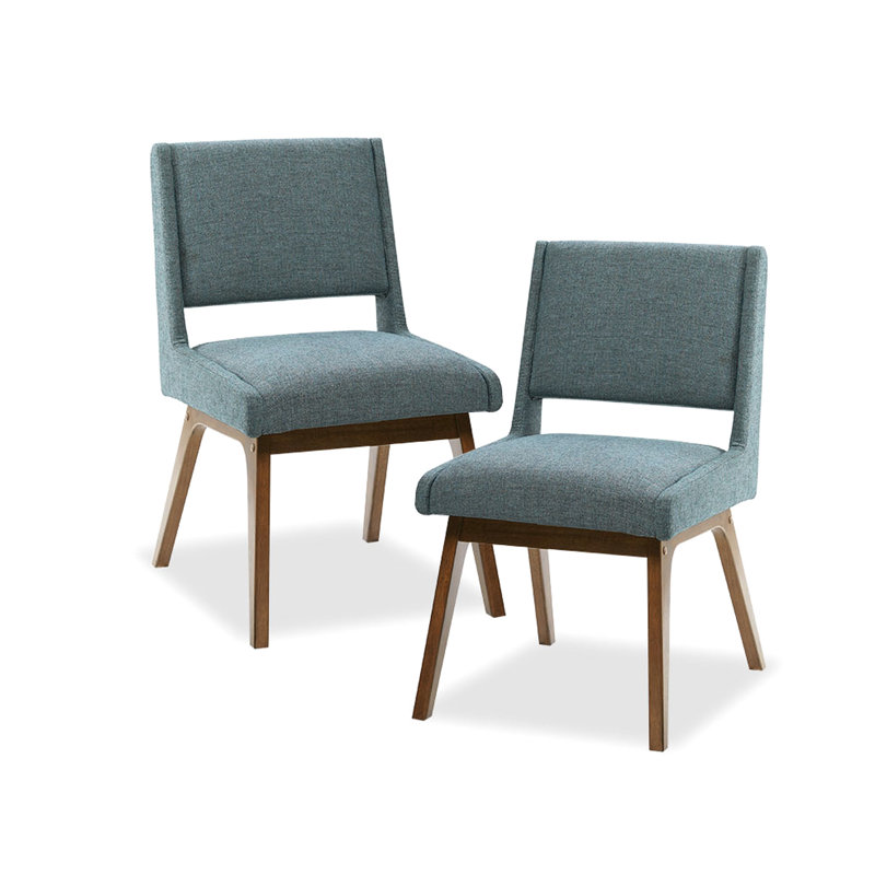 2 Dining Side Chairs - Thick Seat Cushion Max 300 Lbs Weight Pecan Wood Legs Grey Upholstered Assembly Required   Of 2  Load Finish Upholstery 4.75"