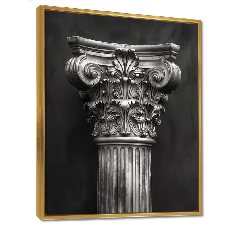 Monochromes romains architecturaux, reproduction d'art mural, Cadre flottant doré, H 24 po x l 32 po