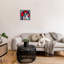 «Boston Terrier Dog over Geometric», toile encadrée dorée encadrée par Kim Curationa-912989099-912989101