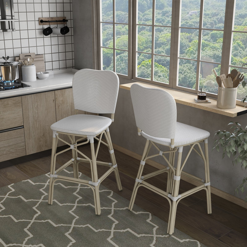 Tabouret de bar 29,75 po Fetzer, Gris / blanc
