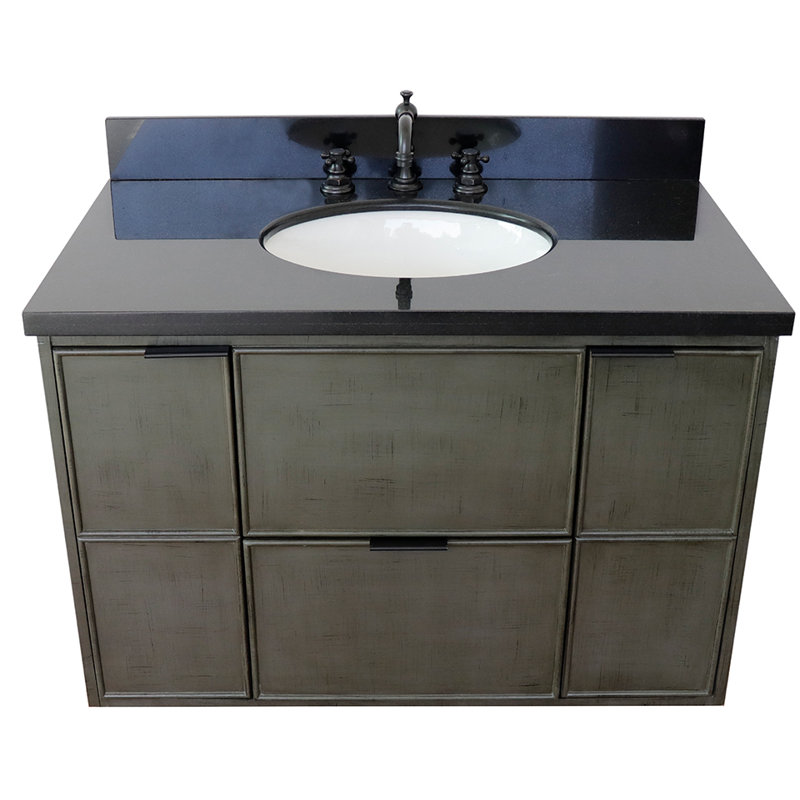 37'' Single Bathroom Vanity with Top, Black Galaxy