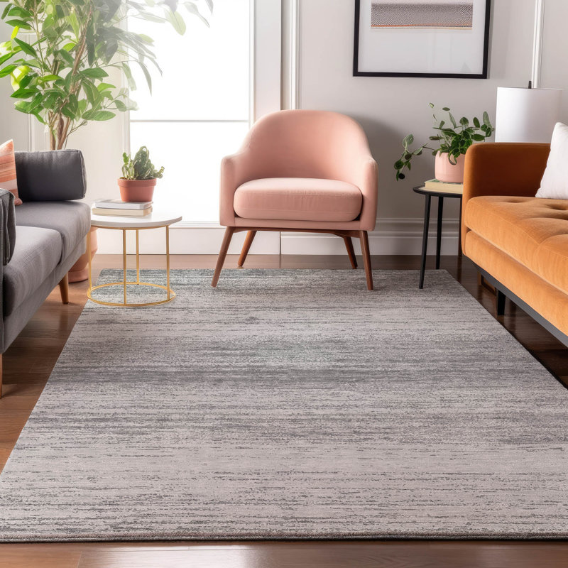 Premium Machine Washable Prisco Gray Rug, Rectangle 10' x 14'