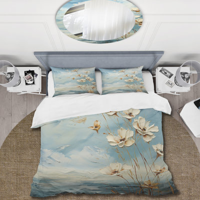 Ensemble de housse de couette White and Blue Flower