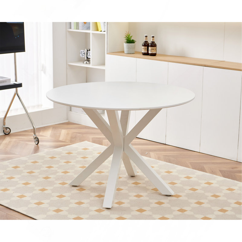 Table de salle à manger 42,1 po Mid-Century, Blanc, Blanc