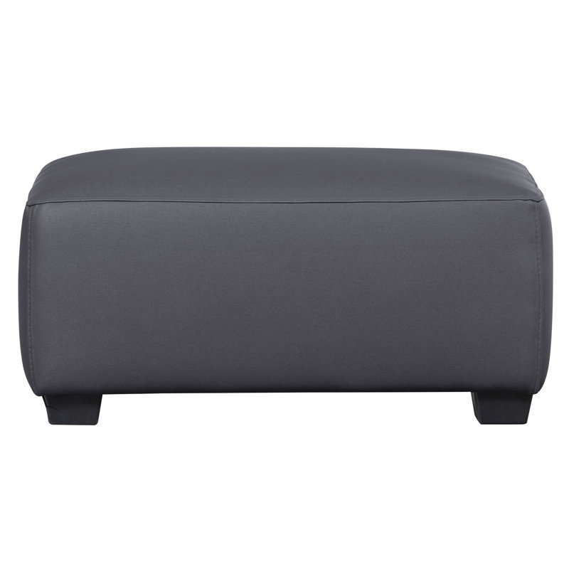 Eggie 88cm Wide Faux Leather Solid Colour Footstool Ottoman, Grey