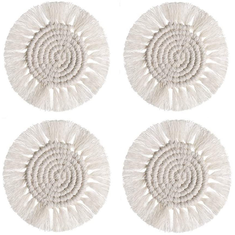Sous-verre en macramé, Crème