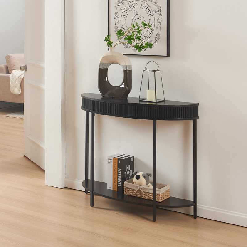 Fluted Half Moon Console Table