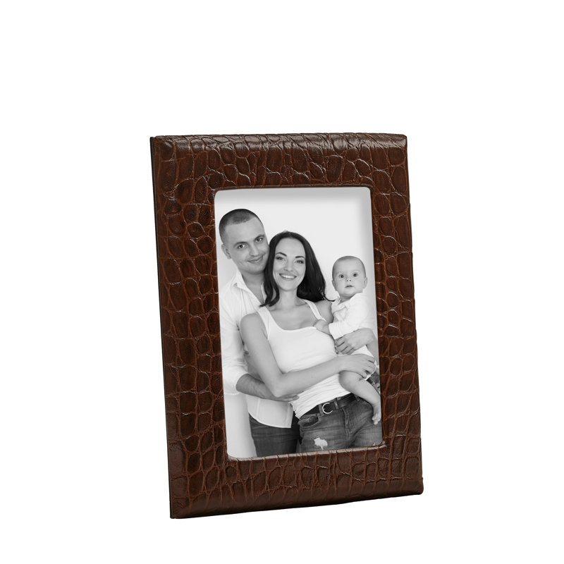 Leather Picture Frame, 5" W x 7" H, Brown Croc