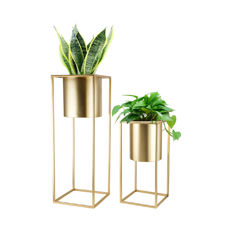 Iron 1 Tier Plant Stand Set of 2, Gold
