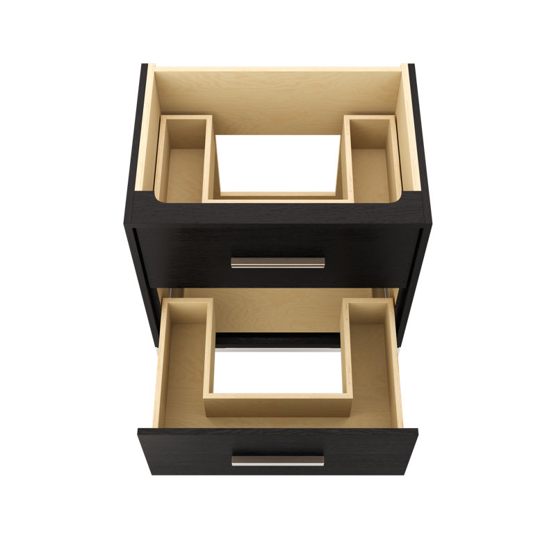 Rift White Oak Two-Drawer Single Bath Vanity, 30", Classic Black, Polished Chrome