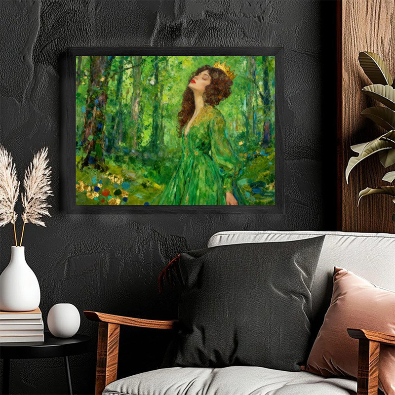 «Black Queen», art encadré noir Gustav Klimt, H 17 po x l 25 po