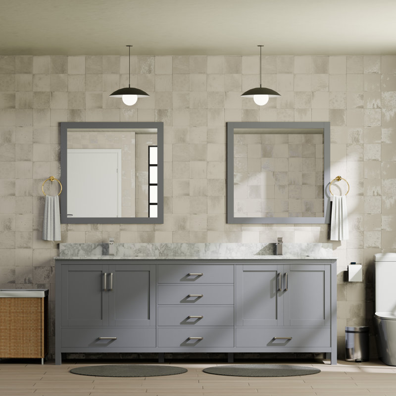 Meuble-lavabo double l 80 po x P 22 po et miroirs 30 po Jacques, Gris foncé