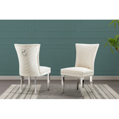 19'' H Velvet Upholstered Metal Side Chair